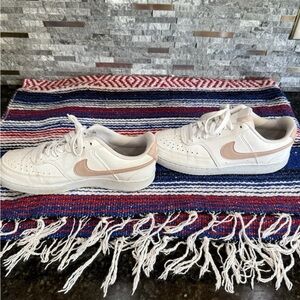 Nike Women's 8 Low Court Pale Pink Swoosh Leather Shoes